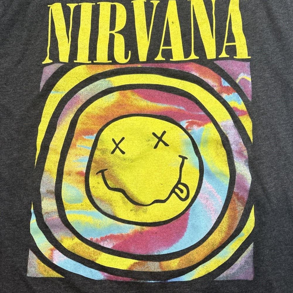 Nirvana Men's Smiley Face Black T-Shirt Medium